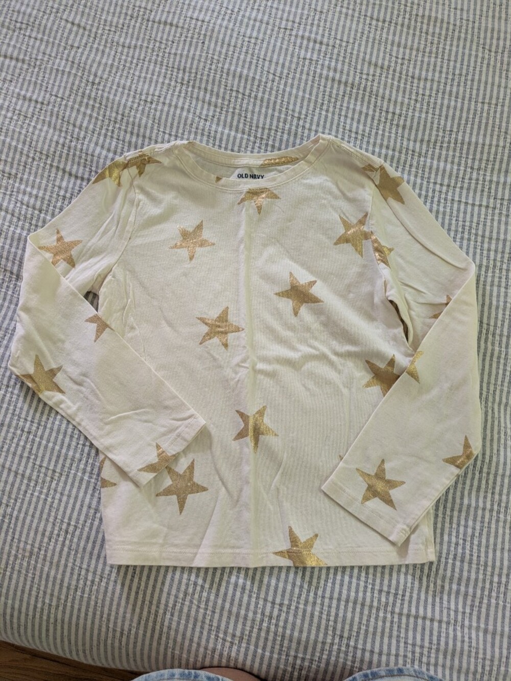 Old Navy Cream Long-Sleeve Tee with Gold Star Print